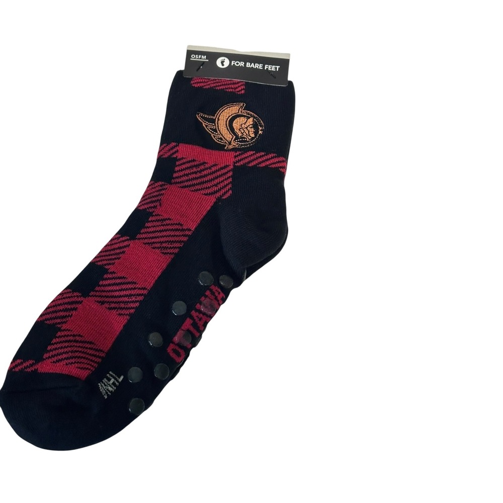 Ottawa Senators NHL For Bare Feet Buffalo Plaid Gripper Socks OSFM New